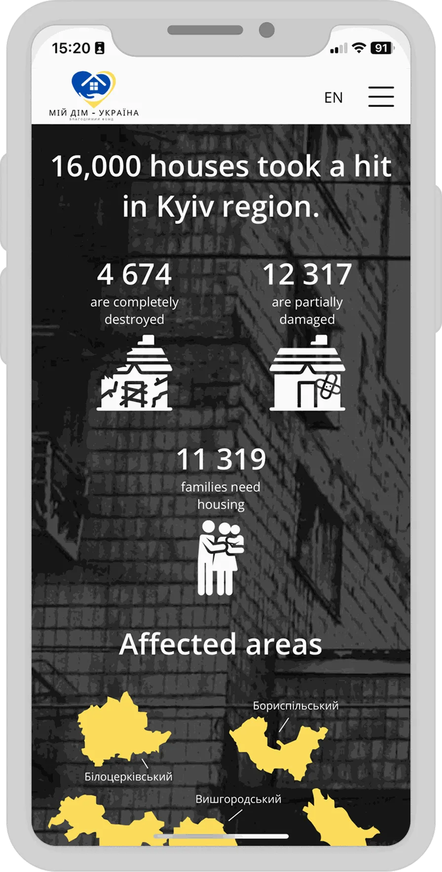 My Home Fund – Digital Platform for Housing Reconstruction in Kyiv Region — screen 1