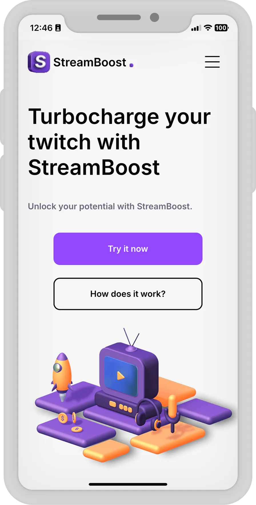 Streamboost — Promo Landing with 3D Animations & Visual Impact — screen 1