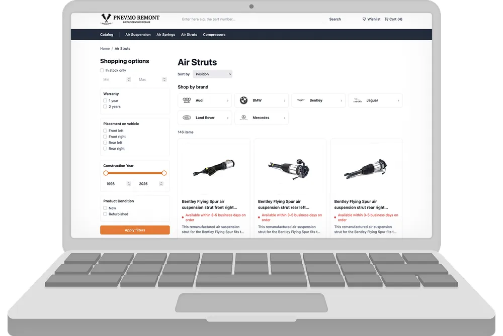 Online store for Pnevmo remont — project tasks