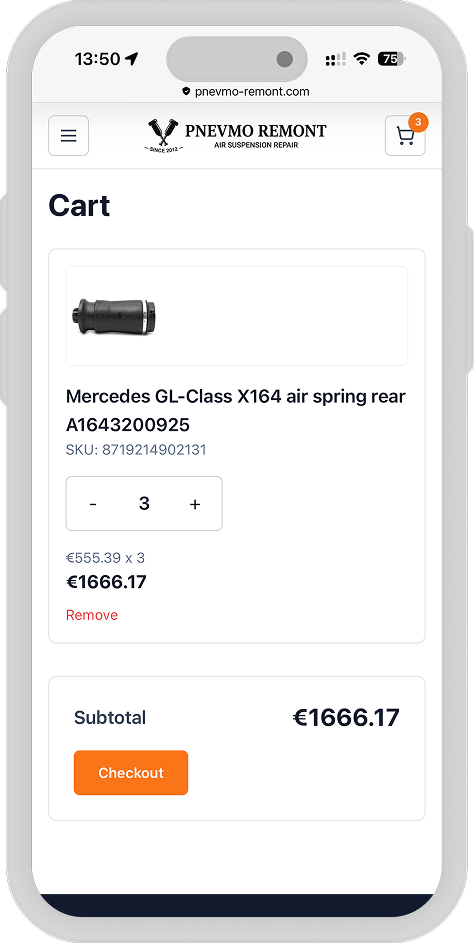 Online store for Pnevmo remont — screen 1